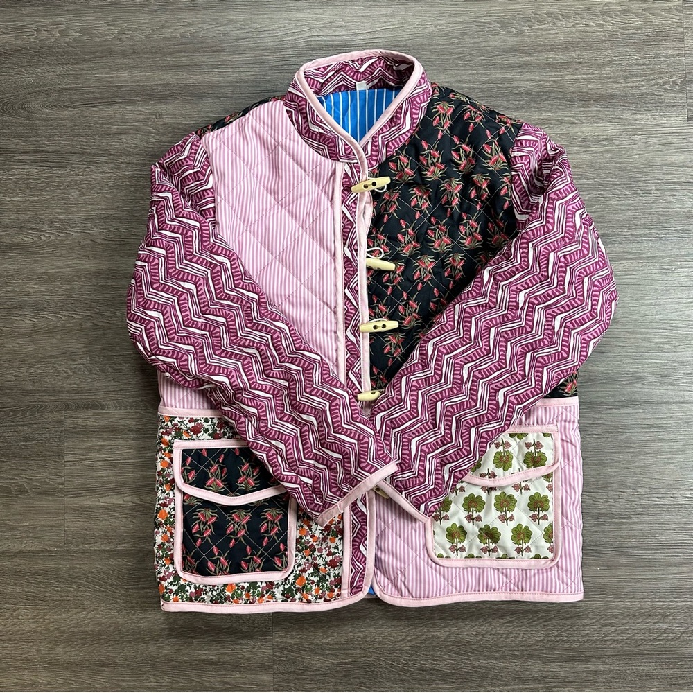 Pink and Black Quilted Jacket